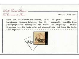 Coat of Arms 20 grana carmine rose plate II (Sassone nr. 13), very fine with 1987 Enzo Diena certificate, cat.v. 500+
