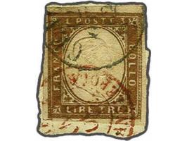 Victor Emanuel 3 lire copper bronze (Sassone nr. 18A), fine/very fine on piece with 2000 Raybaudi certificate, cat.v. 3200