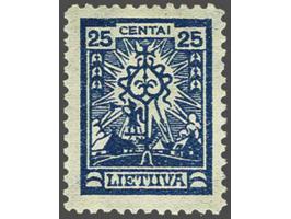 Lithuanian Cross 25 cents blue perforated 11 with watermark Intersecting Diamonds, very fine, cat.v. 700 (as **) A rare stamp