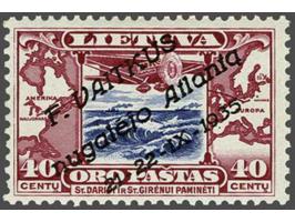 Transatlantic flight of the Lithuanica II 40 centu carmine and blue, very fine, cat.v. 800 (as **)
