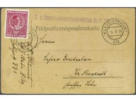 Nikola I 10 para lilac rose on Austrian Fieldpost card with cancellation K.u.K. Feldpostamt 331 5-2-1916 to Wiener Neustadt (