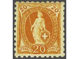 Standing Helvetia 20 centimes orange perforation 9¾ x 9¼ (Zst. no. 66B), very fine mounted mint with gumless spot signed Zums