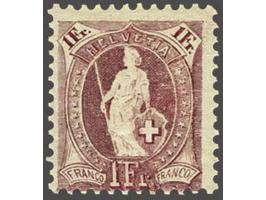 Standing Helvetia 1 franc lilac perforation 11½ x 12 (Zst. no. 71E), very fine mounted mint with 1996 Pierre Guinand certific