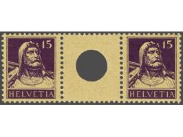 Gutter pair Wilhelm Tell 15 centimes violet, very fine unmounted mint, cat.v. CHF 900
