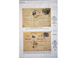 6 postcards 2 paisa blue Lord Shiwa, text centered, all used including Bhimpedi-Lalitpur 1937, Birganj-Kathmandu 1936 and Kat