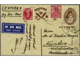 Postcard 2 annas brown, 4th type, posted at the Nepalese Exchange P.O. of Kathmandu, forwarded to the British Legation P.O. w