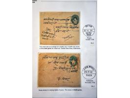 22 envelopes 4 paisa green 1933-1959, 3 unused with dies in types, other used with shades, including to the Maharadja 1940 (w