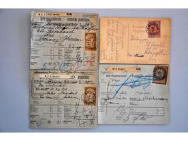 over 30 parcel cards franked with fiscal stamps including foreign destinations