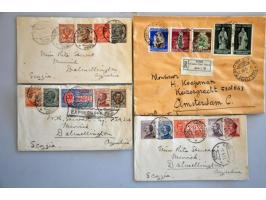 and Italy, 9 better franked covers including Sass. nos. 629-631 on fdc