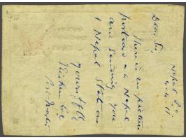 Postcard ½ anna red, Die II, horse type IV, 9th printing, with 1 anna KEVII for the international fee, with double circle can